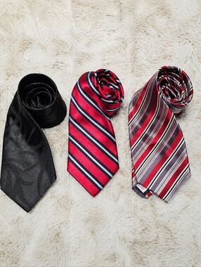 Men’s Designer Tie Lot Botany 500 Nautica Geoffrey Beene 3pc Silk Stripe Necktie